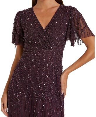 Embellished Flutter Sleeve Gown