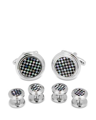 Onyx & Mother of Pearl Checker Stud Set