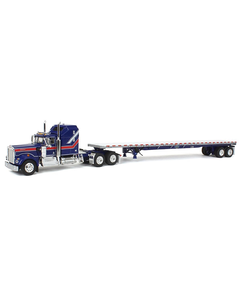 First Gear Dcp 1/64 Kenworth Truck With Aerodyne Sleeper & 53' Wilson Roadbrute Flatbed Trailer 14 - Ages 5-7