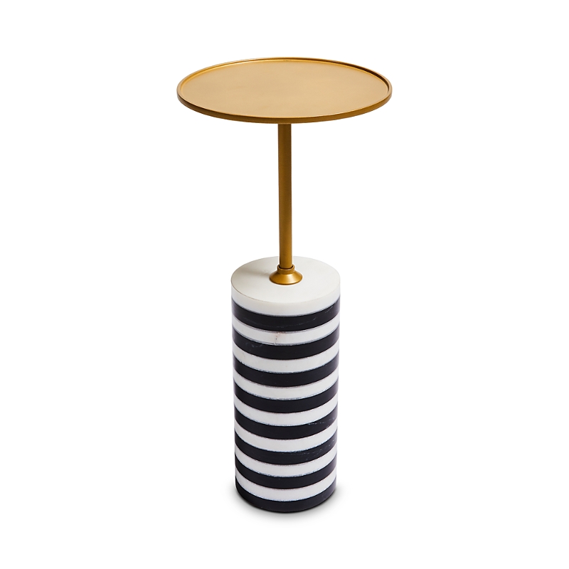Mackenzie-childs Priorities Round Stripe Side Table In Multi