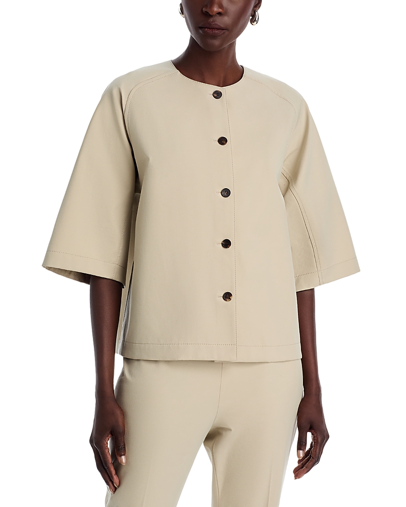 Lafayette 148 Button Front Jacket In Khaki