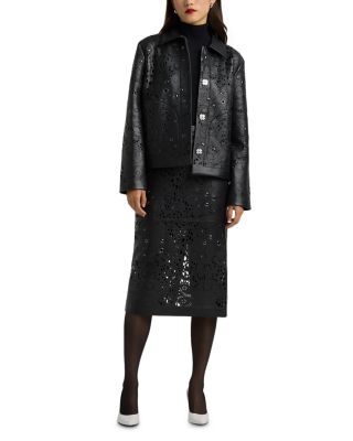 Lace Grommet Leather Jacket 