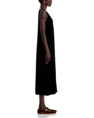 V Neck Velvet Midi Dress