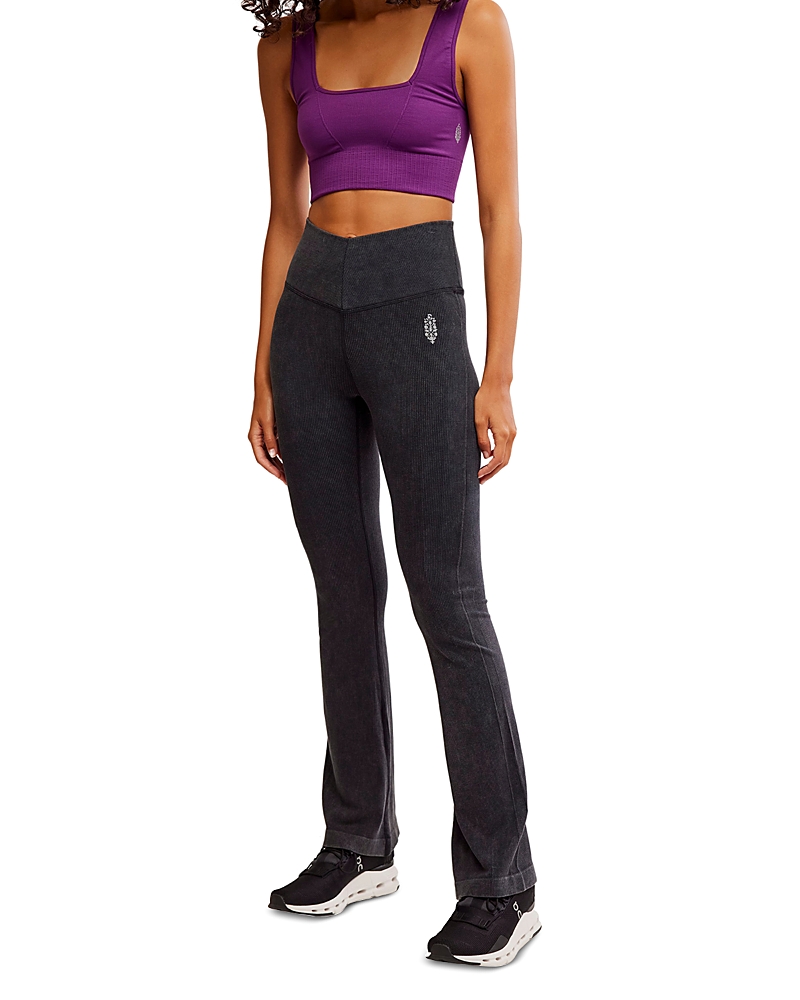 Shop Free People Go To Smooth Flare Leggings In Washed Black