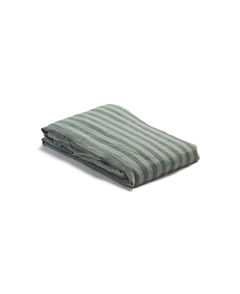 Piglet In Bed Pembroke Stripe Linen Duvet Cover In Pine Green