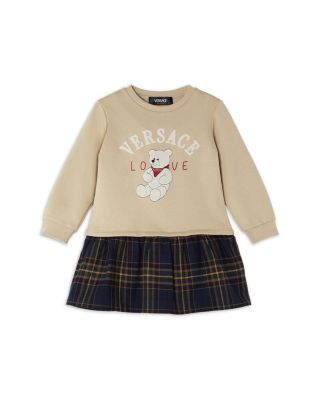 Versace - Girls' Love Teddy Graphic Fleece Yarn Dyed Twill Dress - Baby, Little Kid