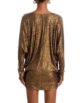 Sequin Dolman Sleeve Wrap Mini Dress