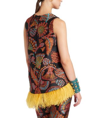  La Scala Top (With Feathers) Jacquard Sicomore Black