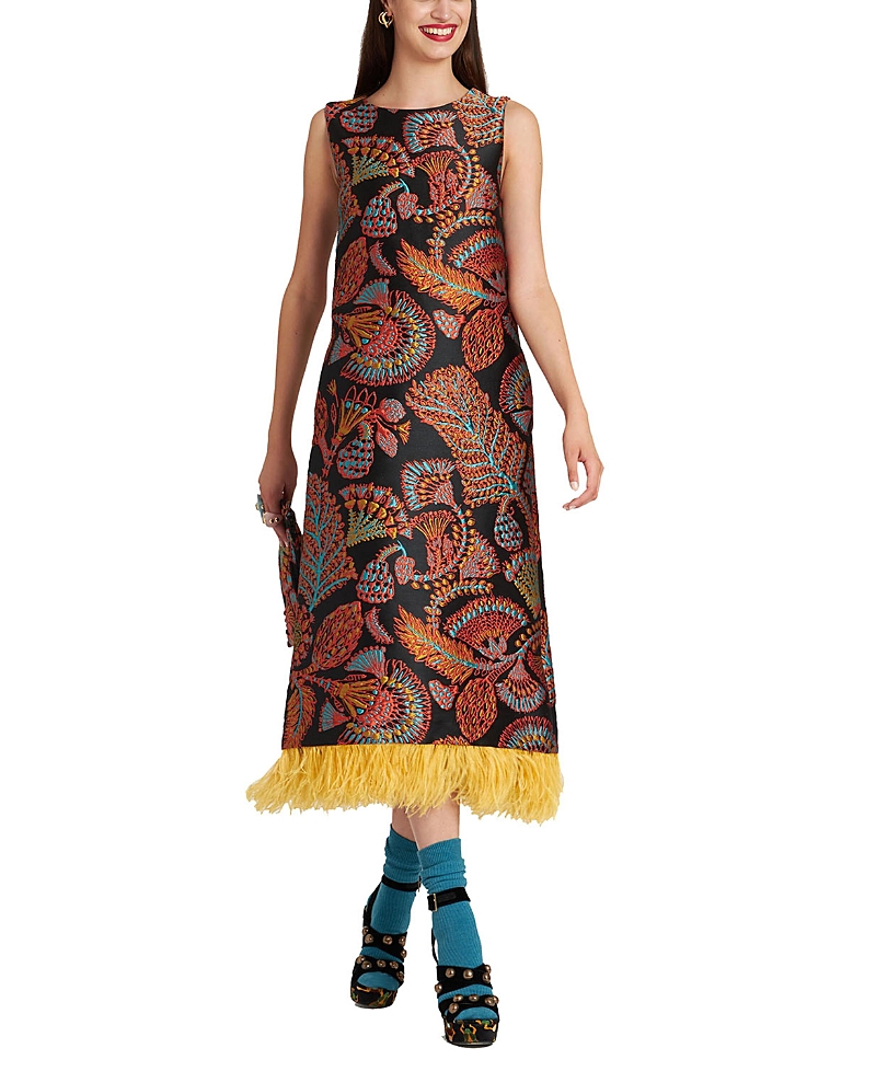 La Doublej Column Dress In Jacquard Sicomore Black