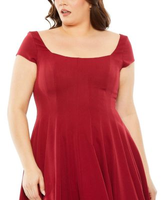  Plus Cap Sleeve Square Neck Ball  Gown