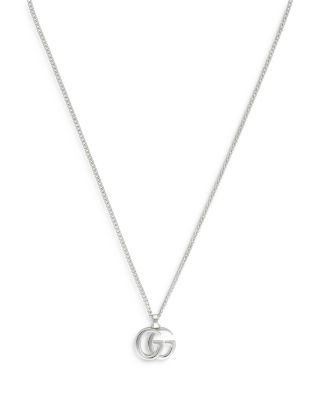 Gucci - Sterling Silver GG Marmont Double G Pendant Necklace, 21.6"