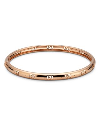 18K Rose Gold Icon Logo Double G Cut Out Bangle Bracelet