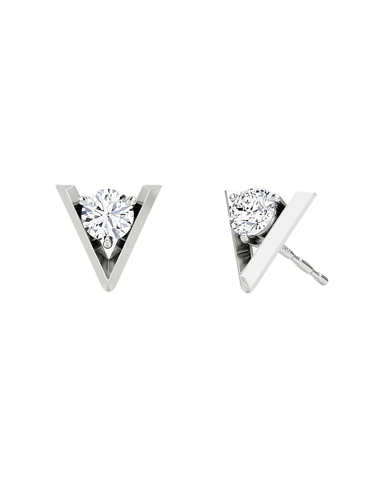 Vrai V Solitaire Studs In 14k Yellow Gold, .50ctw Brilliant Round Lab Grown Diamonds In K White Gold
