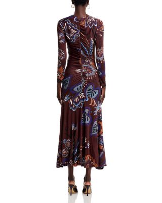 Floral Gathered Bodice Midi Dress