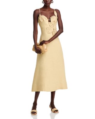 3D Floral Linen Dress