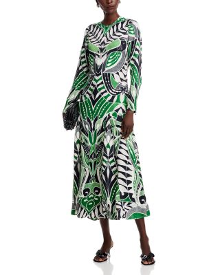 Long Sleeve Printed Midi Dress