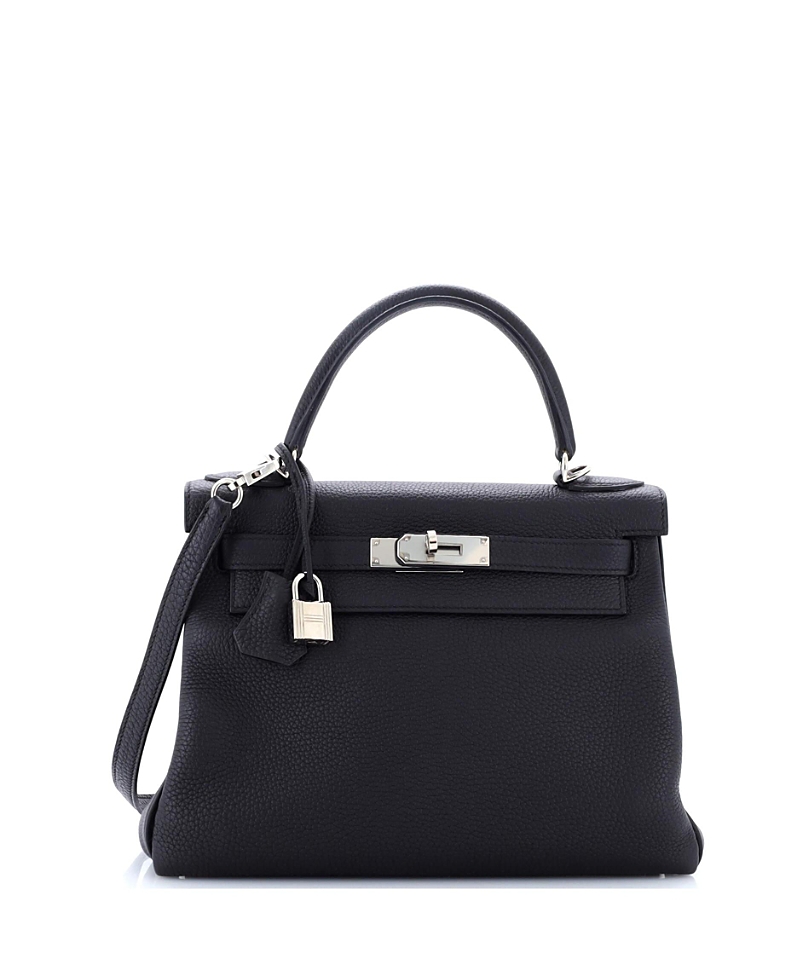 Pre-owned Pre-owned Hermes Hermes Kelly 28 Handbag Black Epsom With Palladium Hardware In Noir
