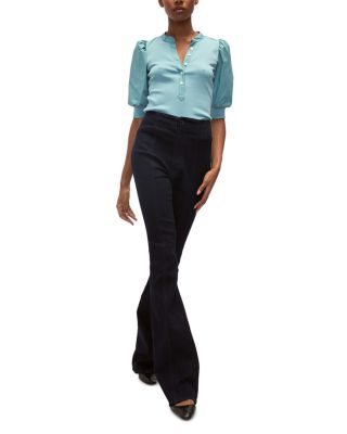 Coralee Puff Sleeve Button Front Top