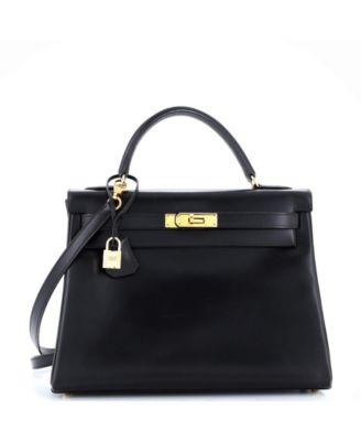 Pre-Owned HERMÈS - Kelly 32 Handbag Black Box Calf with Gold Hardware