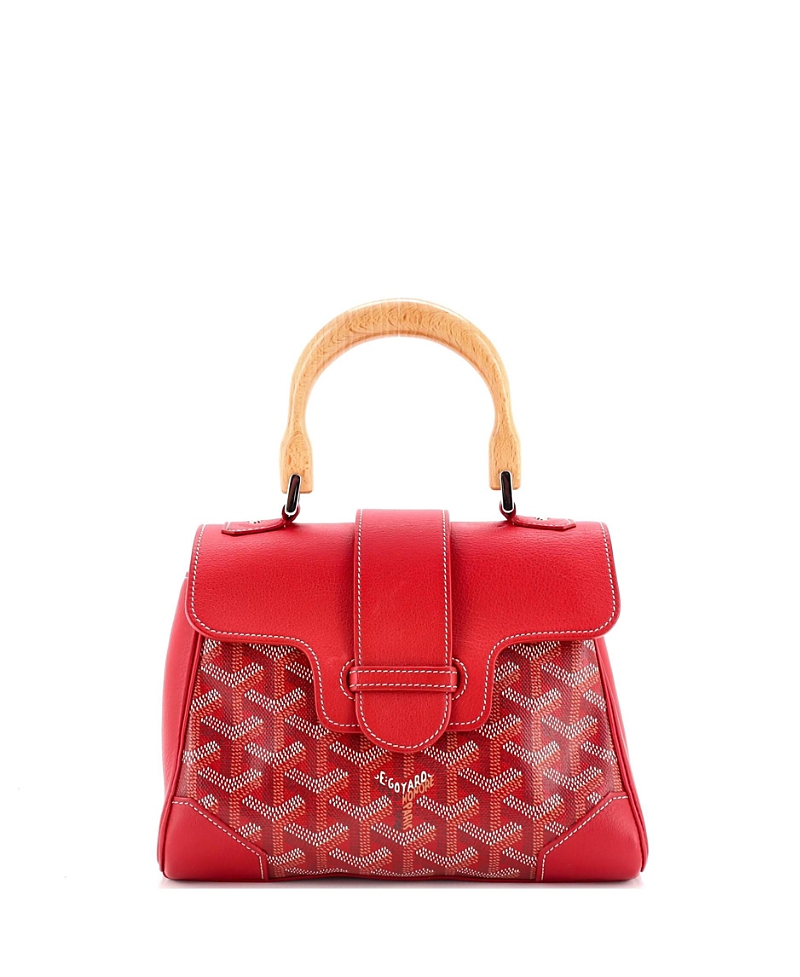 Pre-Owned Goyard Mini Saigon Top Handle Bag Coated Canvas with Leather