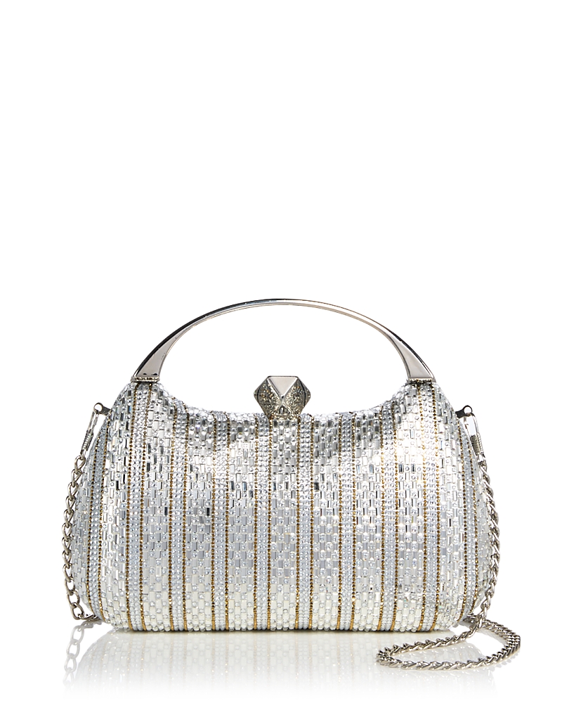 Aqua Crystal Minaudiere Clutch - Exclusive In Silver/gold