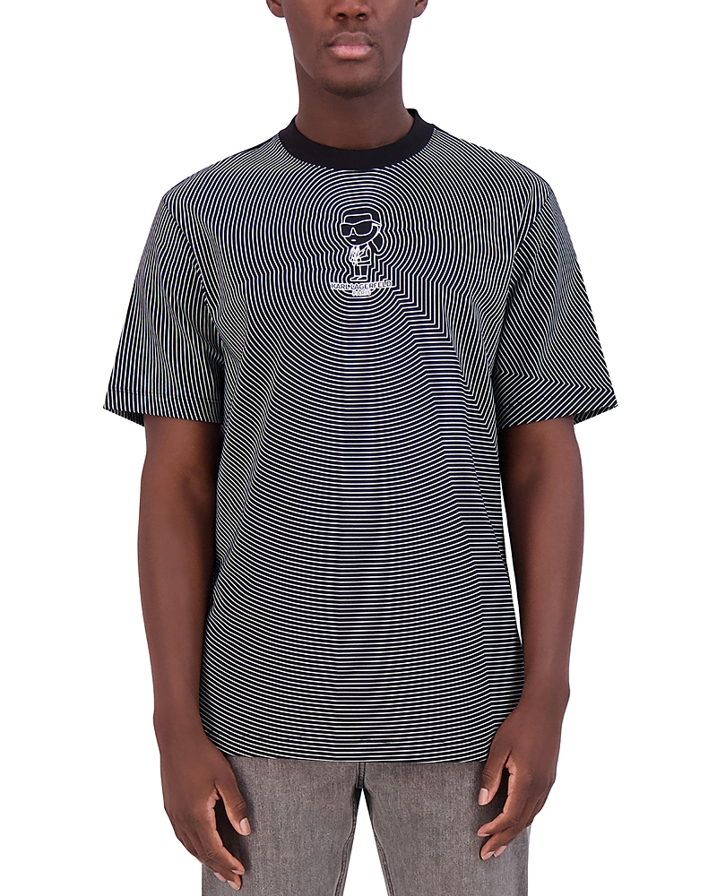 Karl Lagerfeld Little Karl Pattern Blocked Tee In Black