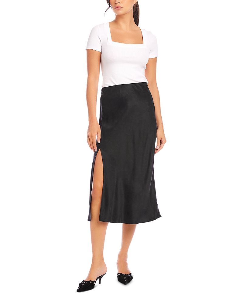 Fifteen Twenty Brielle Side Slit Midi Skirt In Black