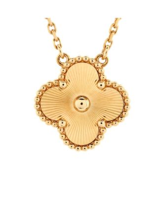 Pre-Owned Van Cleef & Arpels Vintage Alhambra Pendant Necklace Guilloche 18K Gold