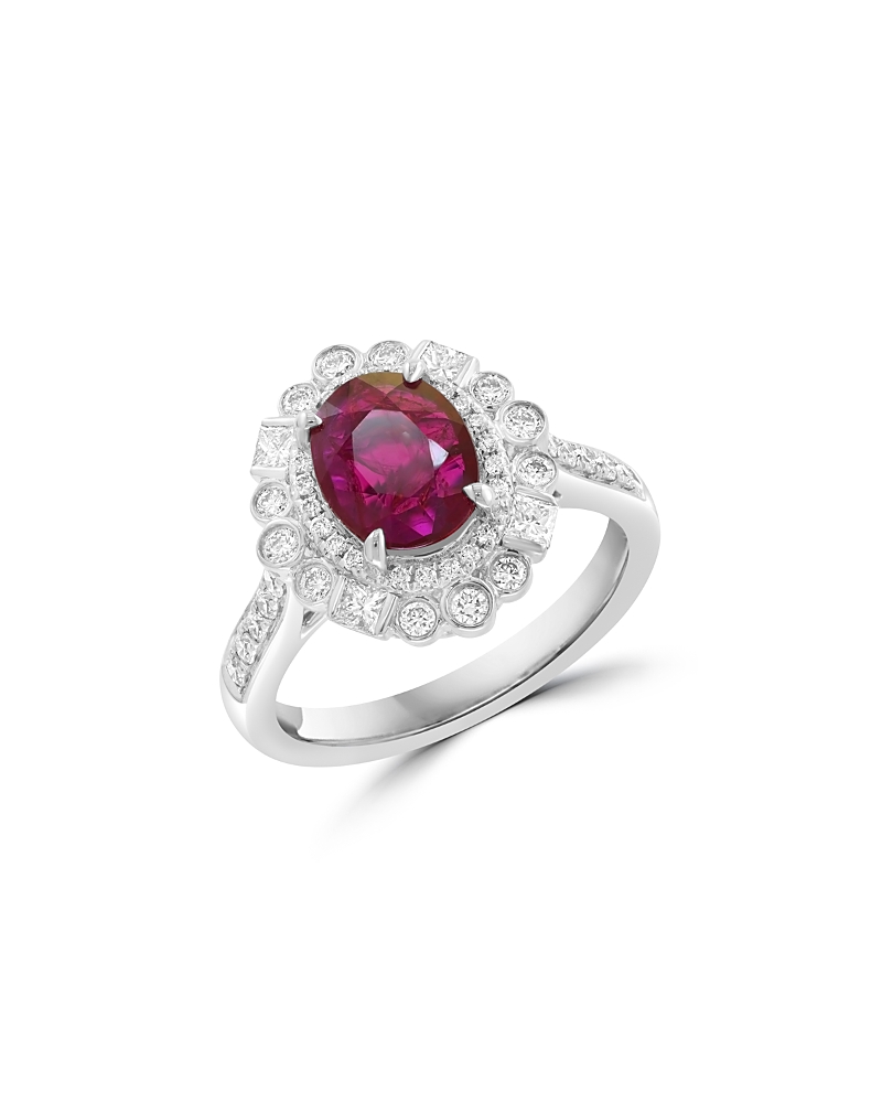 Bloomingdale's Fine Collection Ruby & Diamond Ring In 18k White Gold In Red/white