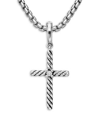 Sterling Silver Amulets Diamond Cross Pendant