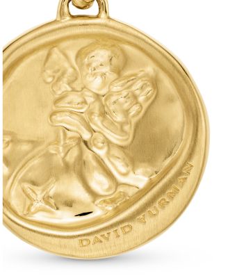 18K Yellow Gold Diamond Aquarius Amulet Pendant