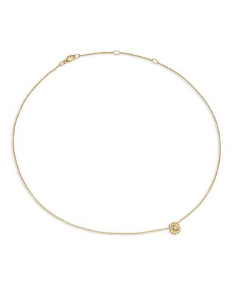 18K Yellow Gold Petite Infinity Pendant Necklace with Diamonds, 17"