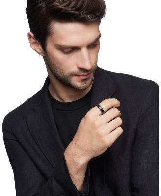 Men's Black Titanium Beveled Band Ring