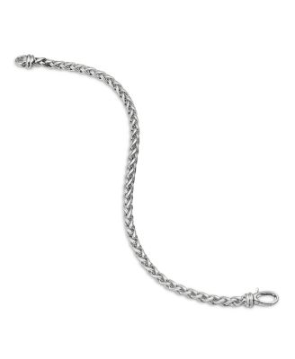 Men's Wheat Chain Bracelet in Sterling Silver, 4mm