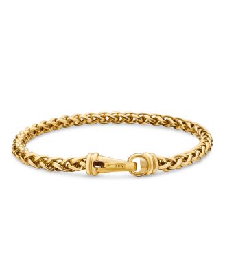Men's Wheat Chain Bracelet in 18K Yellow Gold, 4mm