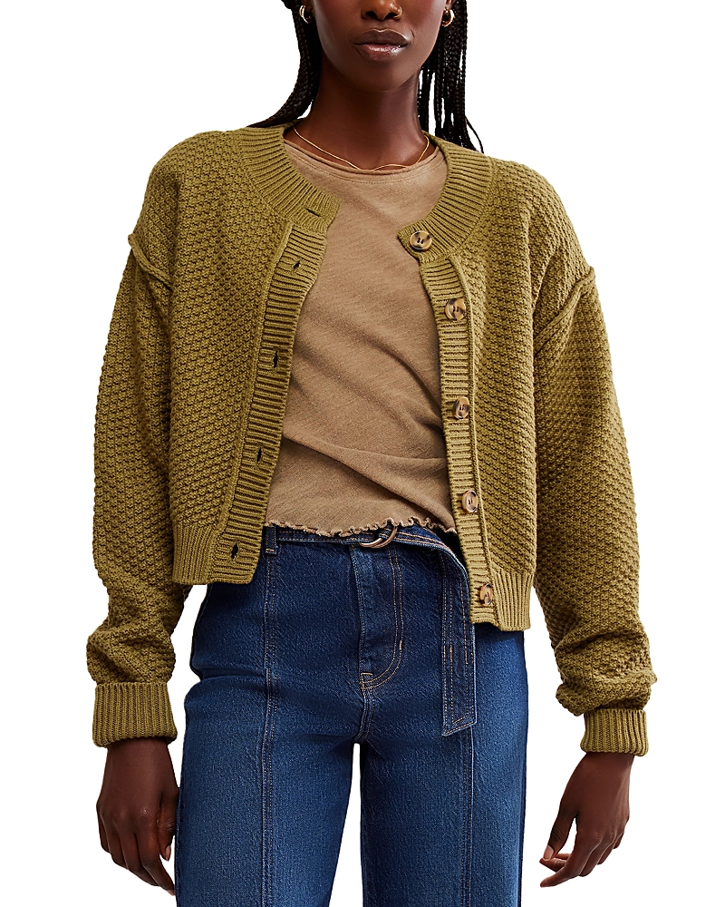 Free People Lila Crop Cardigan In Olive Branch