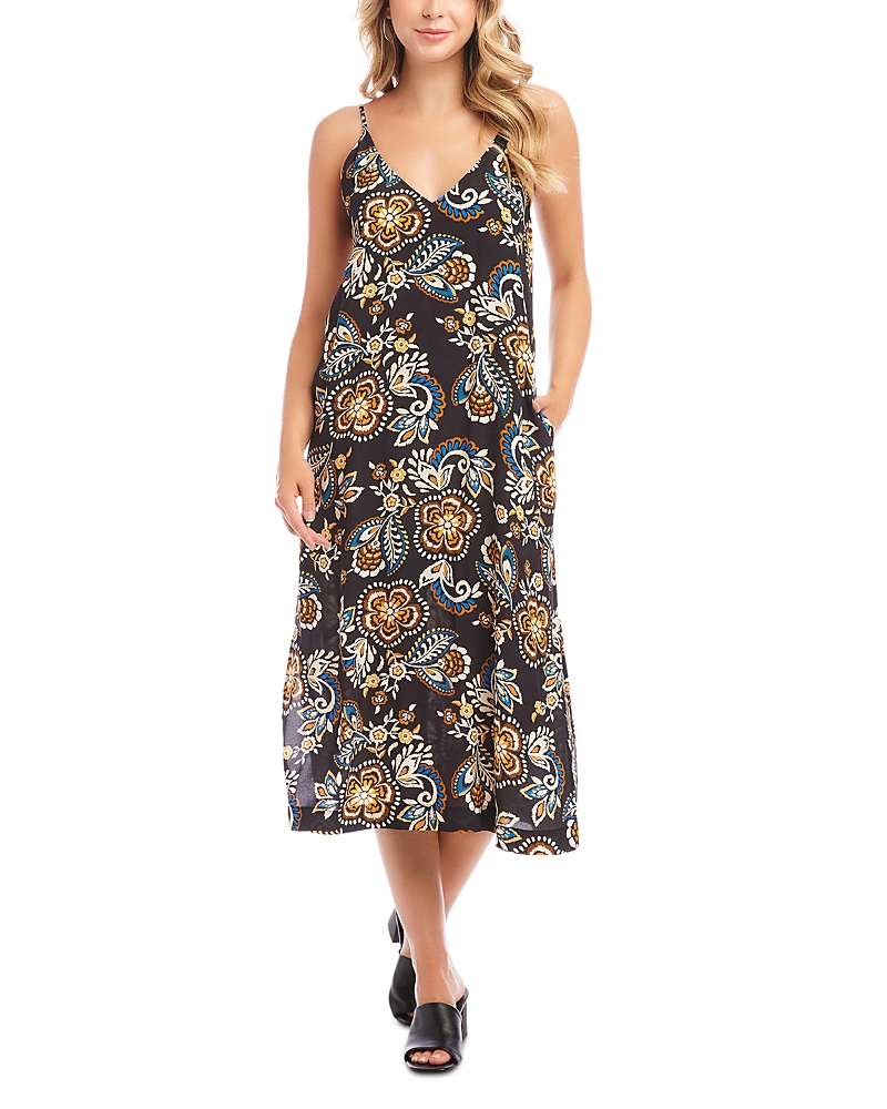 Shop Karen Kane Side Slit Midi Dress In Print
