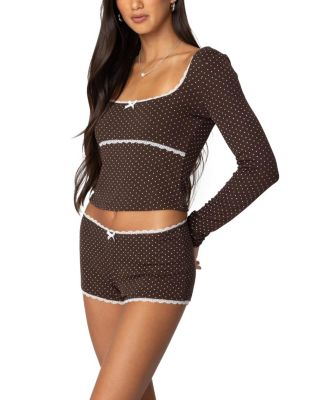 Juliana Polka Dot Ribbed Top