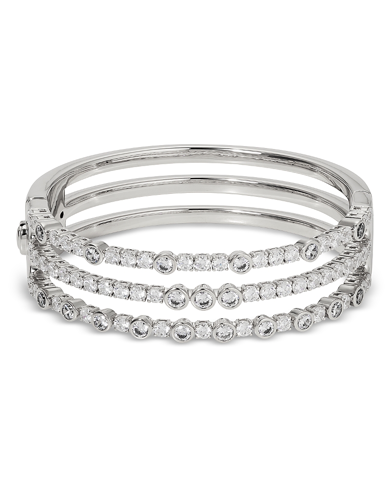 NADRI DAZZLE CUBIC ZIRCONIA TRIPLE ROW HINGED BANGLE BRACELET