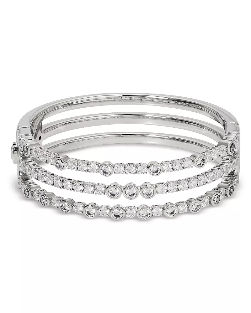 Nadri Dazzle Cubic Zirconia Triple Row Hinged Bangle Bracelet