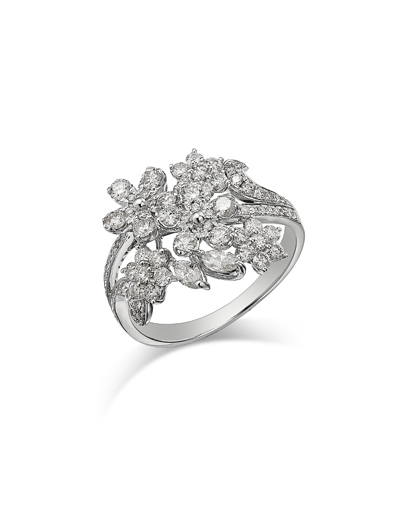 Shop Bloomingdale's Fine Collection Diamond Flower Cluster Ring In 14k White Gold, 1.25 Ct. T. W.