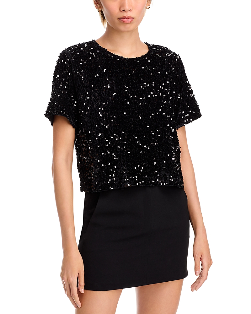 Steve Madden Cressa Sequin T-shirt In Black