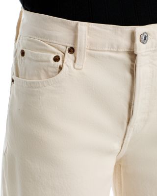 Mid Rise Crop Wide Leg Jeans in White