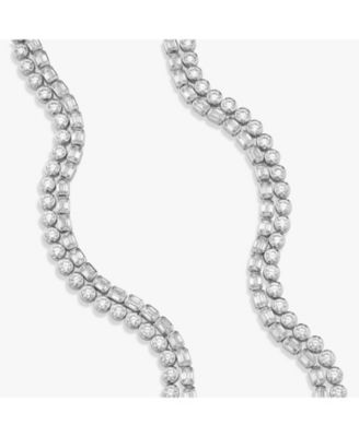 Celestial Double Strand Tennis Necklace in 14K White Gold, 42.36ctw Emerald & Brilliant Round Lab Grown Diamonds