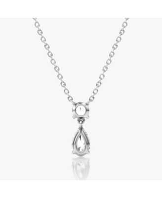  Signature Duo Drop Necklace in 14K Yellow Gold, .75ctw Round Brilliant & Pear Lab Grown Diamonds