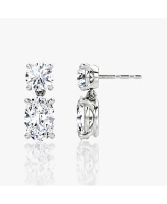  Signature Drop Earring in 14K White Gold, 3.0ctw Round Brilliant & Oval Lab Grown Diamonds