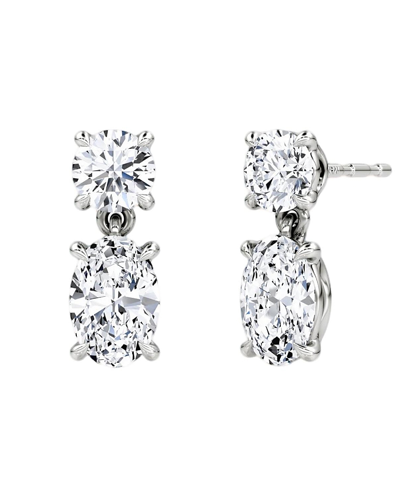 Vrai Signature Drop Earring In 14k White Gold, 1.5ctw Round Brilliant & Oval Lab Grown Diamonds In K White Gold