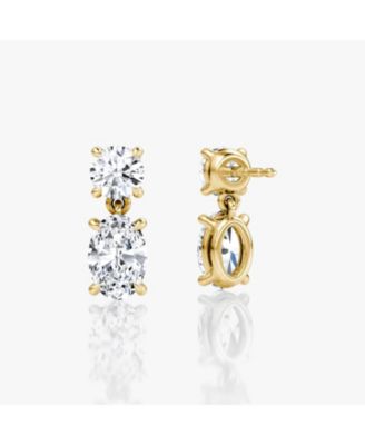  Signature Drop Earring in 14K Yellow Gold, 1.5ctw Round Brilliant & Oval Lab Grown Diamonds