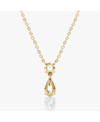 Signature Duo Drop Necklace in 14K Yellow Gold, .75ctw Round Brilliant & Pear Lab Grown Diamonds