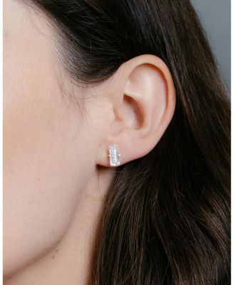  Iconic Lab-Grown Diamond Stud Earrings in 14K White Gold, 1.5ctw Baguette Lab Grown Diamonds